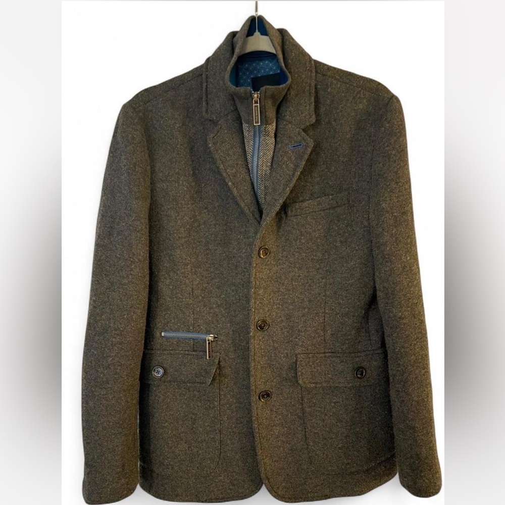 Ted baker gray overcoat blazer with removable insert